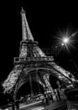 Vertical The Eiffel Tower and Street Light landscape black and white Photography