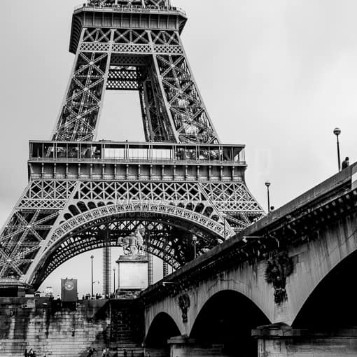 The Eiffel Tower Base -- Paris Black and White Photography