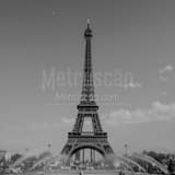 Square The Eiffel Tower from the Fountains in the Trocadero Gardens landscape black and white Photography