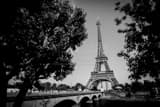 Horizontal The Eiffel Tower from the Rive Droite landscape black and white Photography