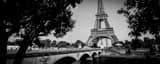 Panoramic The Eiffel Tower from the Rive Droite landscape black and white Photography