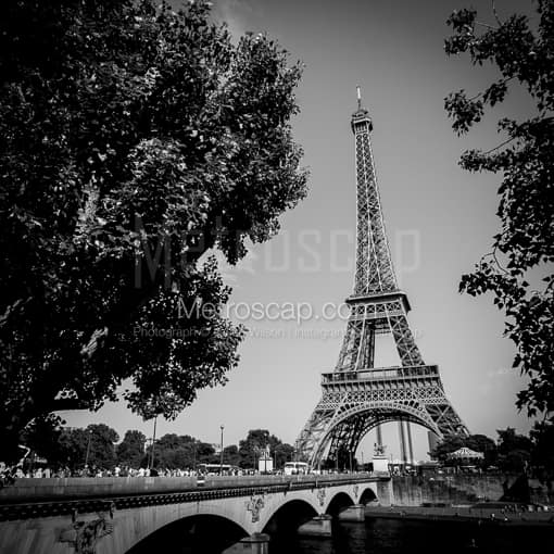 The Eiffel Tower from the Rive Droite -- Paris Black and White Photography