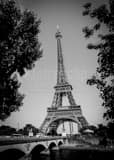 Vertical The Eiffel Tower from the Rive Droite landscape black and white Photography