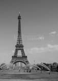 Vertical The Eiffel Tower from the Trocadero Gardens Warsaw Fountain landscape black and white Photography
