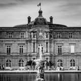 Square The French Senat Building landscape black and white Photography
