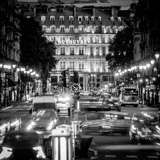 The Hotel du Louvre on Avenue de l'Opera -- Paris Black and White Photography