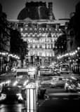 Vertical The Hotel du Louvre on Avenue de l'Opera landscape black and white Photography