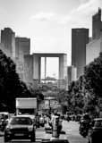 Vertical Le Defense from the Champs Elysees landscape black and white Photography