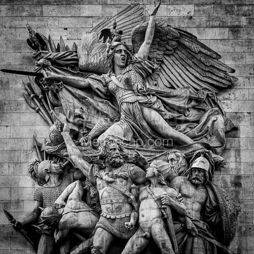 Paris Black and White Photography of The Le Departe Relief on the Arc de Triomphe The Le Departe Relief on the Arc de Triomphe -- Paris Black and White Photography