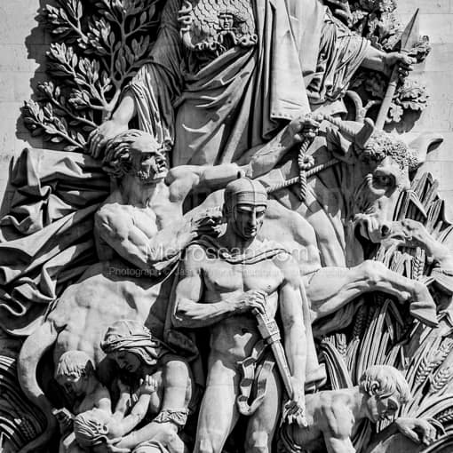 Paris Black and White Photography of The Le Paix Relief on the Arc de Triomphe The Le Paix Relief on the Arc de Triomphe -- Paris Black and White Photography