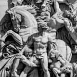 Square The Le Resistance Relief on the Arc de Triomphe landscape black and white Photography