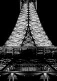 Vertical Le Tour Eiffel in La Rive Gauche landscape black and white Photography