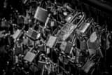 Horizontal Locks on the Pont des Arts Bridge landscape black and white Photography