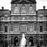 Square The Musee du Louvre landscape black and white Photography