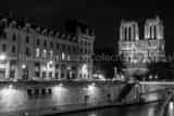 Horizontal Notre Dame de Paris at Night landscape black and white Photography