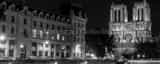 Panoramic Notre Dame de Paris at Night landscape black and white Photography