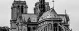 Panoramic Notre Dame de Paris Steeple landscape black and white Photography