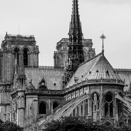 Notre Dame de Paris Steeple -- Paris Black and White Photography