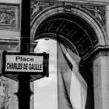 Square A Palace Charles De Gaulle Sign landscape black and white Photography