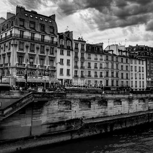 Paris Apartments along the River Seine -- Paris Black and White Photography