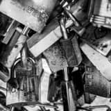 Square Paris Locks landscape black and white Photography