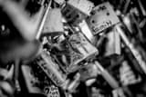 Horizontal Love Locks landscape black and white Photography