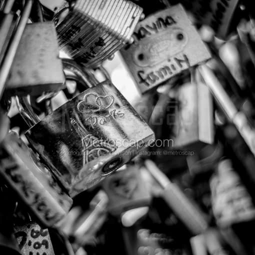 Love Locks -- Paris Black and White Photography