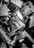 Vertical Love Locks landscape black and white Photography