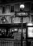 Vertical A Paris Metro Sign landscape black and white Photography