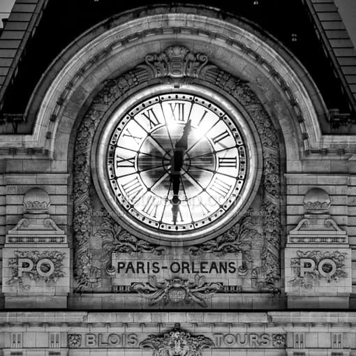 Paris Black and White Photography of The Paris-Orleans Clock on the Musee d'Orsay The Paris-Orleans Clock on the Musee d'Orsay -- Paris Black and White Photography