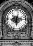 Vertical The Paris-Orleans Clock on the Musee d'Orsay landscape black and white Photography