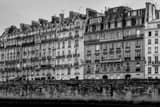 Horizontal Parisian Apartments along Quai aux Fleurs landscape black and white Photography