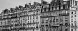 Panoramic Parisian Apartments along Quai aux Fleurs landscape black and white Photography