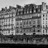 Square Parisian Apartments along Quai aux Fleurs landscape black and white Photography