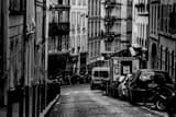 Horizontal A Parisian Street on Montmartre landscape black and white Photography
