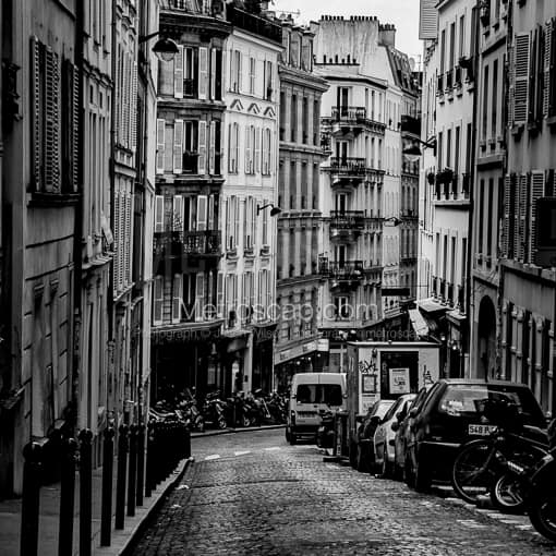 A Parisian Street on Montmartre -- Paris Black and White Photography