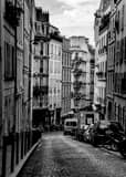 Vertical A Parisian Street on Montmartre landscape black and white Photography