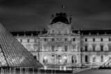 Horizontal Pavilion de l'Horloge Cour Carree landscape black and white Photography