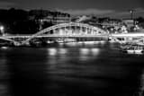 Horizontal A Pedestrian Bridge over the River Seine landscape black and white Photography
