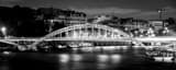 Panoramic A Pedestrian Bridge over the River Seine landscape black and white Photography