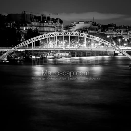 A Pedestrian Bridge over the River Seine -- Paris Black and White Photography