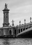 Vertical The Pont Alexandre III Bridge landscape black and white Photography