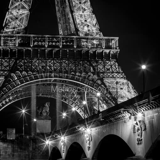 The Pont d'Iena Bridge at Night -- Paris Black and White Photography