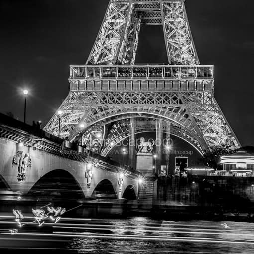 The Pont d'Iena Bridge at Night -- Paris Black and White Photography