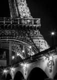 Vertical The Pont d'Iena Bridge at Night landscape black and white Photography
