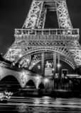 Vertical The Pont d'Iena Bridge at Night landscape black and white Photography