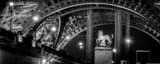 Panoramic The Pont d'Iena Bridge and Base of the Eiffel Tower at Night landscape black and white Photography