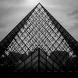 Square The Pyramide du Louvre landscape black and white Photography