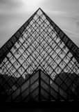 Vertical The Pyramide du Louvre landscape black and white Photography