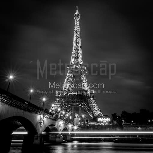 The River Seine and Eiffel Tower -- Paris Black and White Photography